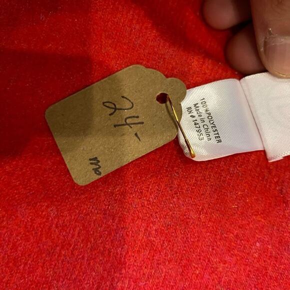 Red Pashmina Fringed Scarf | Sz OS - Picture 4 of 5